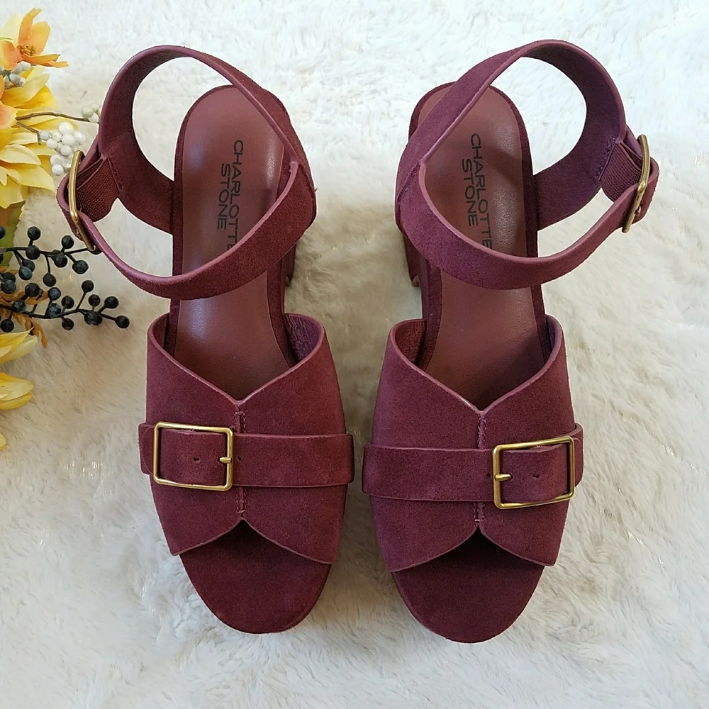 CHARLOTTE STONE Raf Sandals In Merlot - Picture 3 of 10